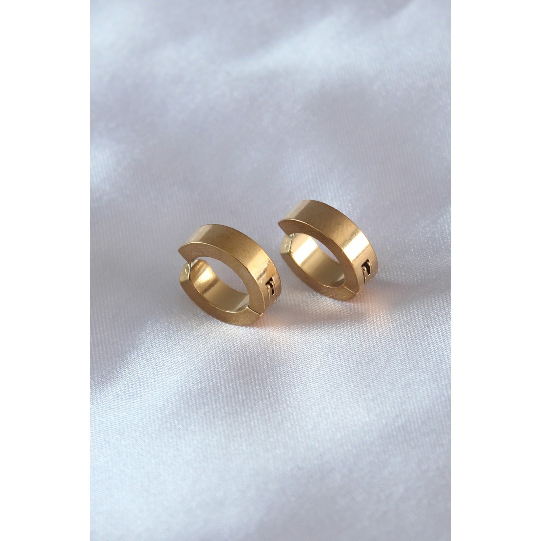 Çelik Gold Renk Sıkıştırmalı Erkek Küpe - 54838 Çelik Gold Renk Sıkıştırmalı Erkek Küpe - 54838