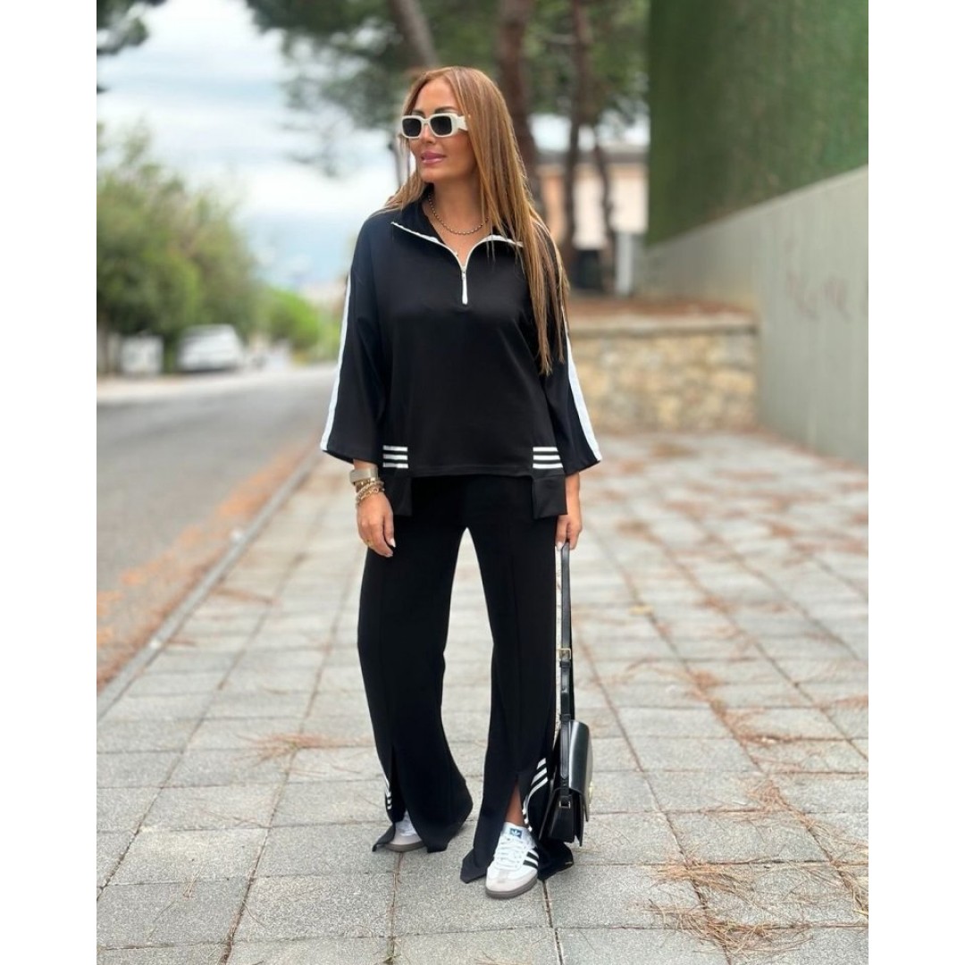 Kadın Polo Yaka Paça Yırtmaçlı Ribanalı İkili Takım 133408