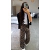 Kadın Saten Kumaş Leopar Desenli Pantolon 159953 Kadın Saten Kumaş Leopar Desenli Pantolon 159953