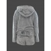 Kadın Uzun Kollu Meow Kedi Nakışlı Kapşonlu Peluş Sweat Ve Short Ikili Takım 138425 Kadın Uzun Kollu Meow Kedi Nakışlı Kapşonlu Peluş Sweat Ve Short Ikili Takım 138425