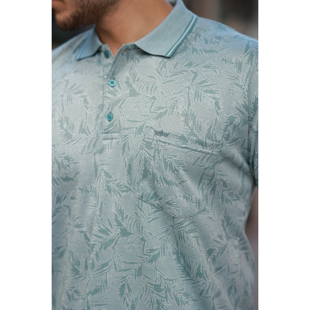 Erkek Yakalı Jakar Baskılı Kısa Kollu T-shirt 160891 Erkek Yakalı Jakar Baskılı Kısa Kollu T-shirt 160891