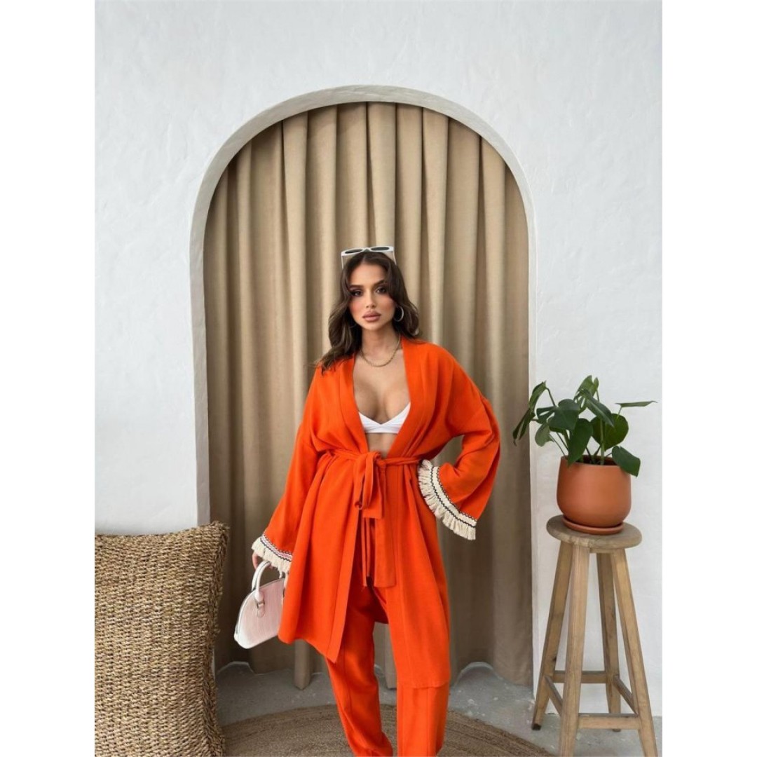KOLUCU PÜSKÜL KİMONO TAKIM - Orange - 150148 KOLUCU PÜSKÜL KİMONO TAKIM - Orange - 150148