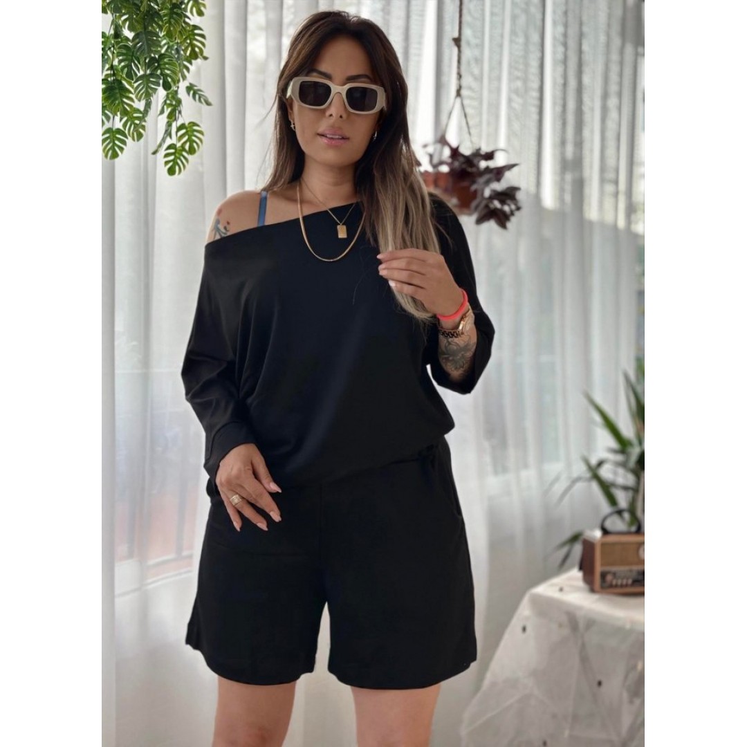 Kadın Kayık Yaka Oversize Asimetrik Bluz Ve şort Iki Iplik Takım - 140594 Kadın Kayık Yaka Oversize Asimetrik Bluz Ve şort Iki Iplik Takım - 140594