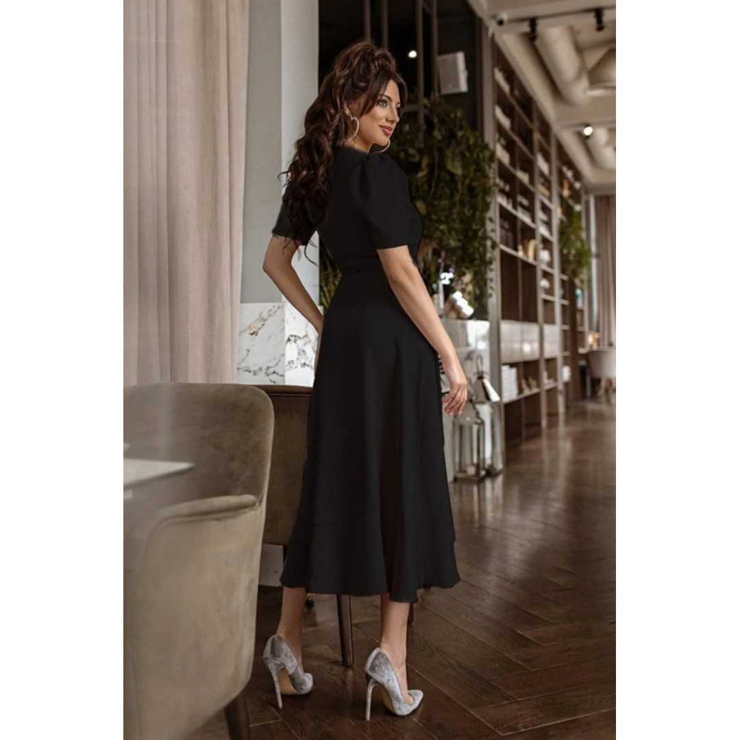 Kadın Kruvaze Yaka Midi Boy Kuşaklı Krep Elbise 120 Cm - 54535 Kadın Kruvaze Yaka Midi Boy Kuşaklı Krep Elbise 120 Cm - 54535