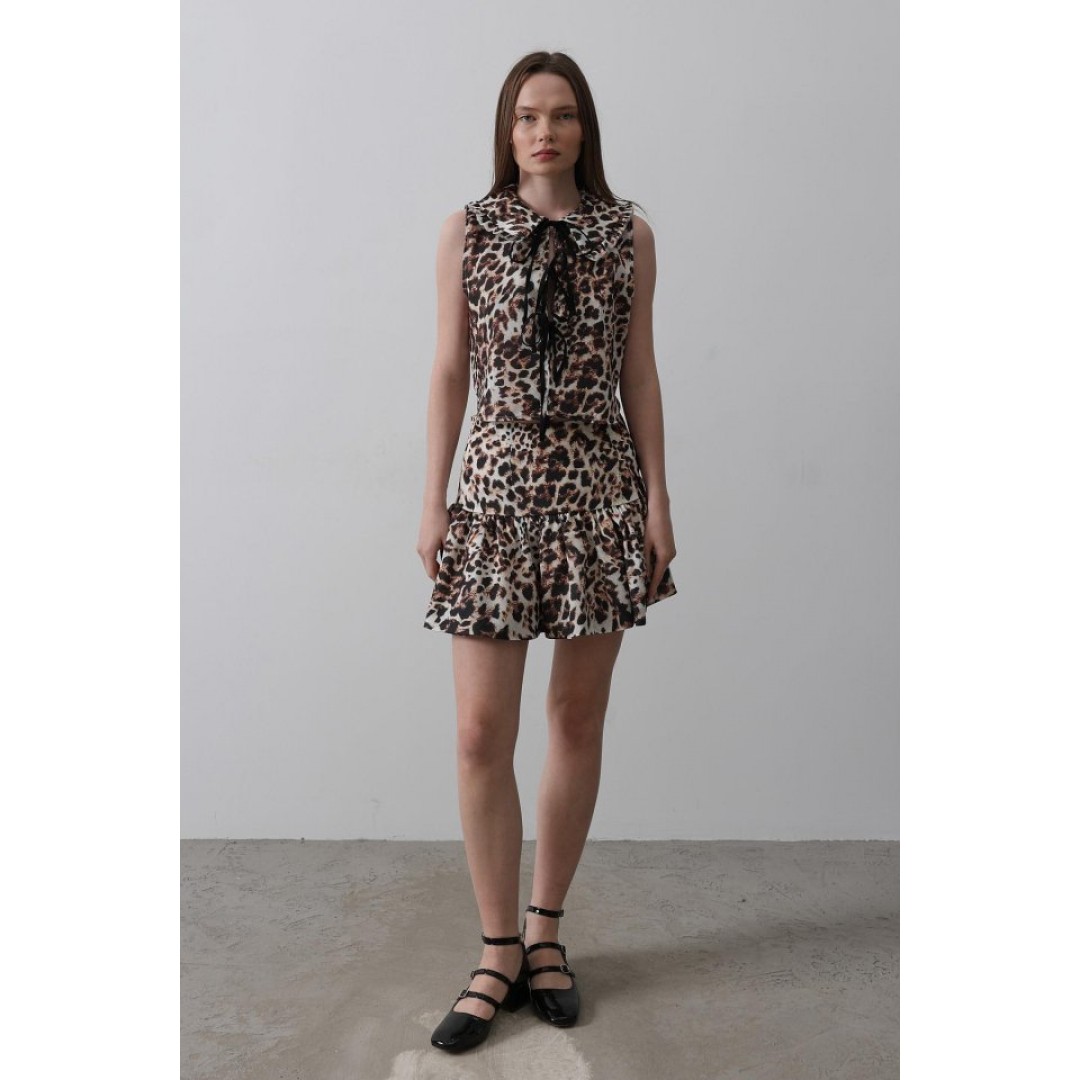 Leopar Desen Mini Etek - Leopar 154651