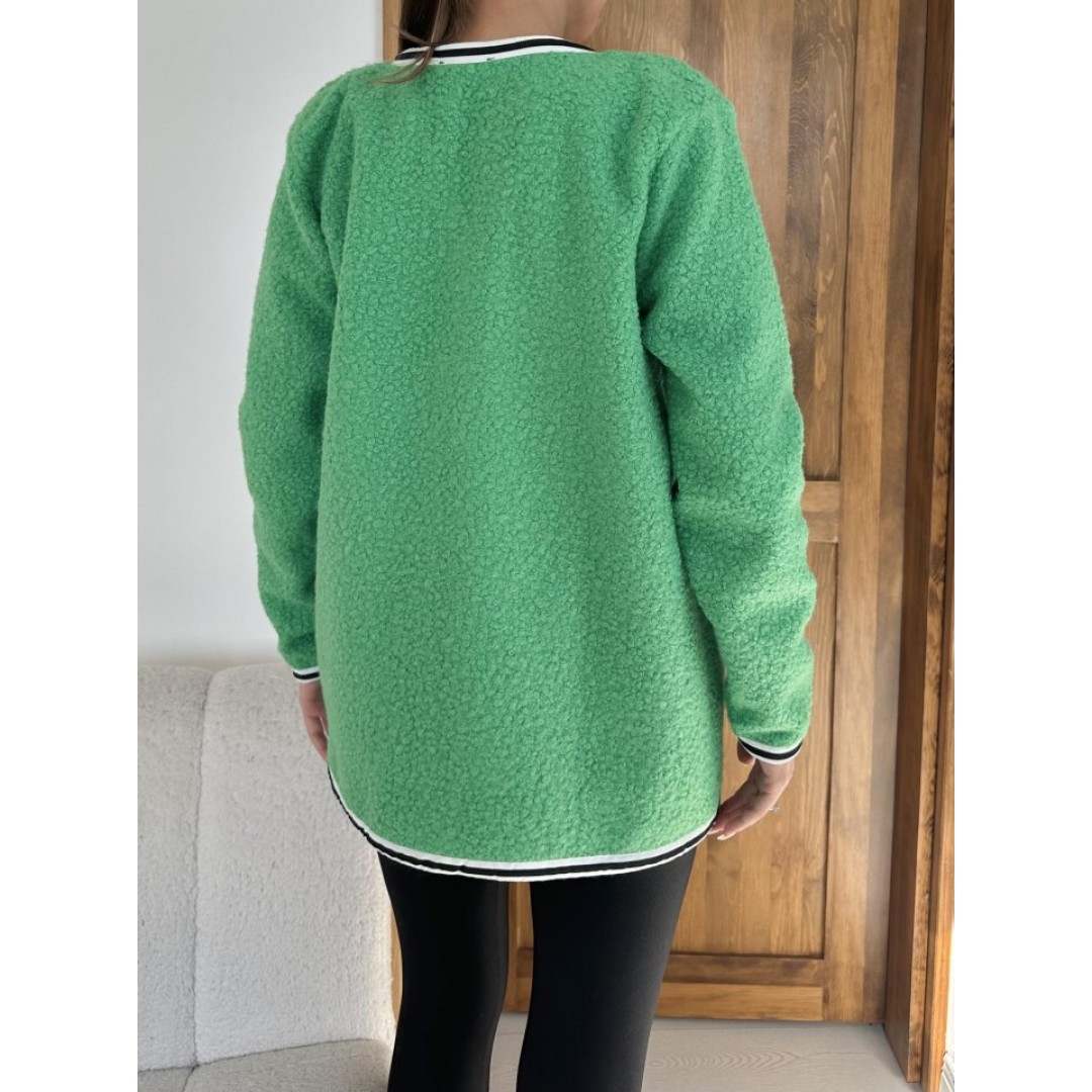 Yeşil Şeritli Bukle Hırka 151251 Yeşil Şeritli Bukle Hırka 151251