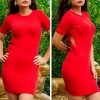 Kadın Kırmızı Kısa Kol Bel Detay Kaşkorse Elbise - 54261 Kadın Kırmızı Kısa Kol Bel Detay Kaşkorse Elbise - 54261