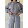 Füme Kapüşonlu Sweatshirt Ve Kargo Pantolon Takım 153688 Füme Kapüşonlu Sweatshirt Ve Kargo Pantolon Takım 153688