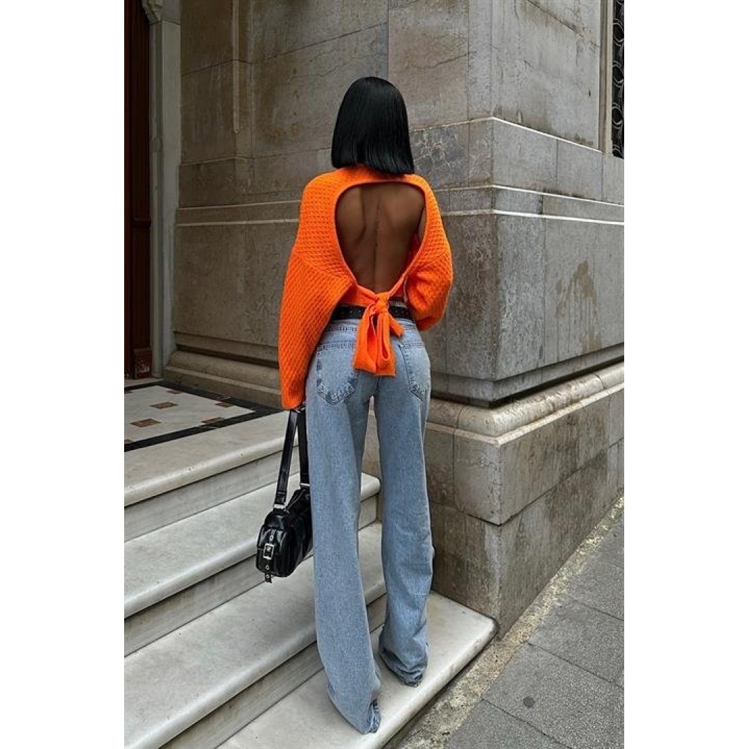 Sabina Sırt Dekolteli Crop Kazak 1270-09 155767 Sabina Sırt Dekolteli Crop Kazak 1270-09 155767