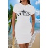 Kadın Kısa Kollu Queen Baskı Iki Iplik Mini Elbise - 162057
