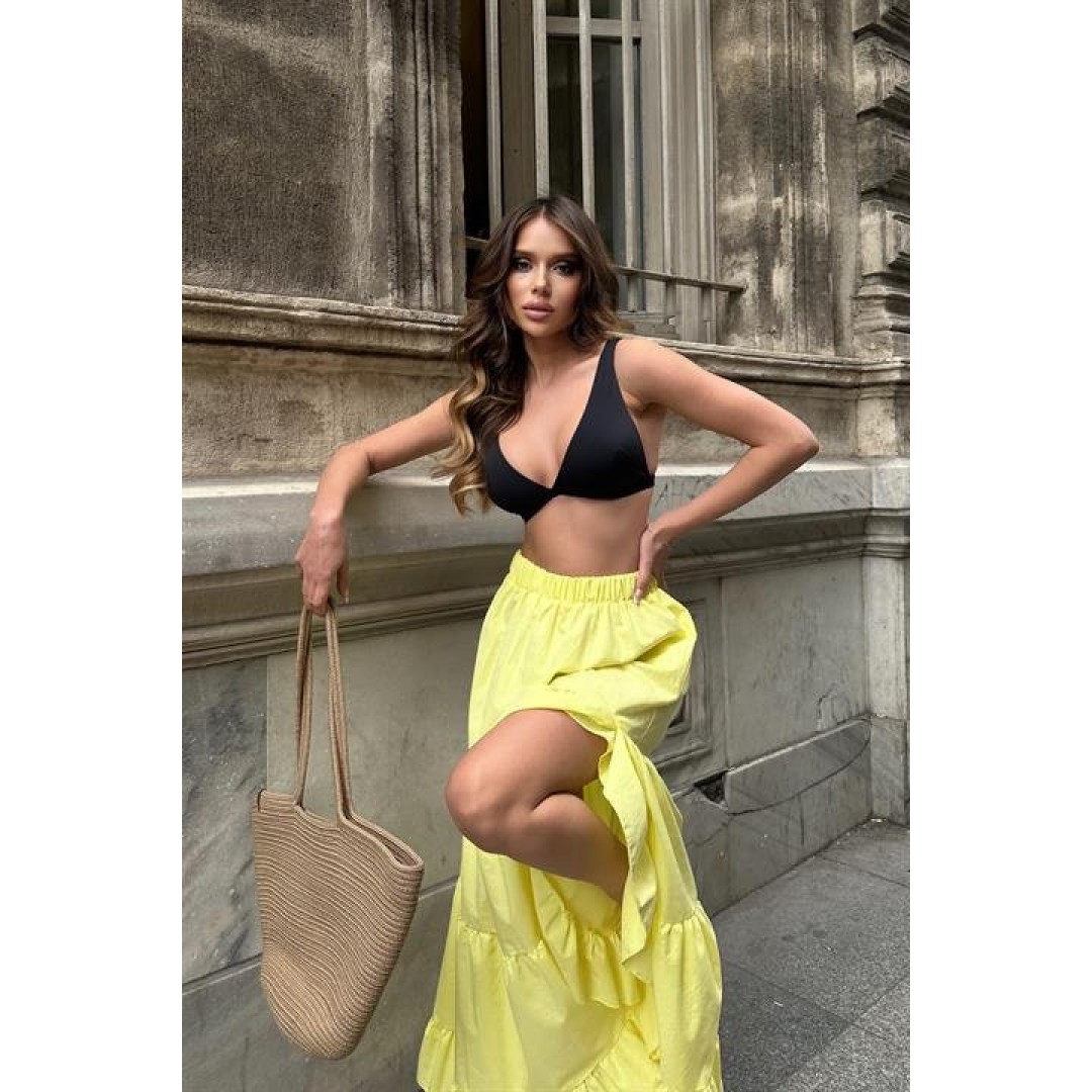 Audrey Fıfrlı Yırtmaç Detay Etek 4037 155230