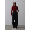 Beli Lastikli Bol Paça Pantolon - Lacivert-Beyaz 154074