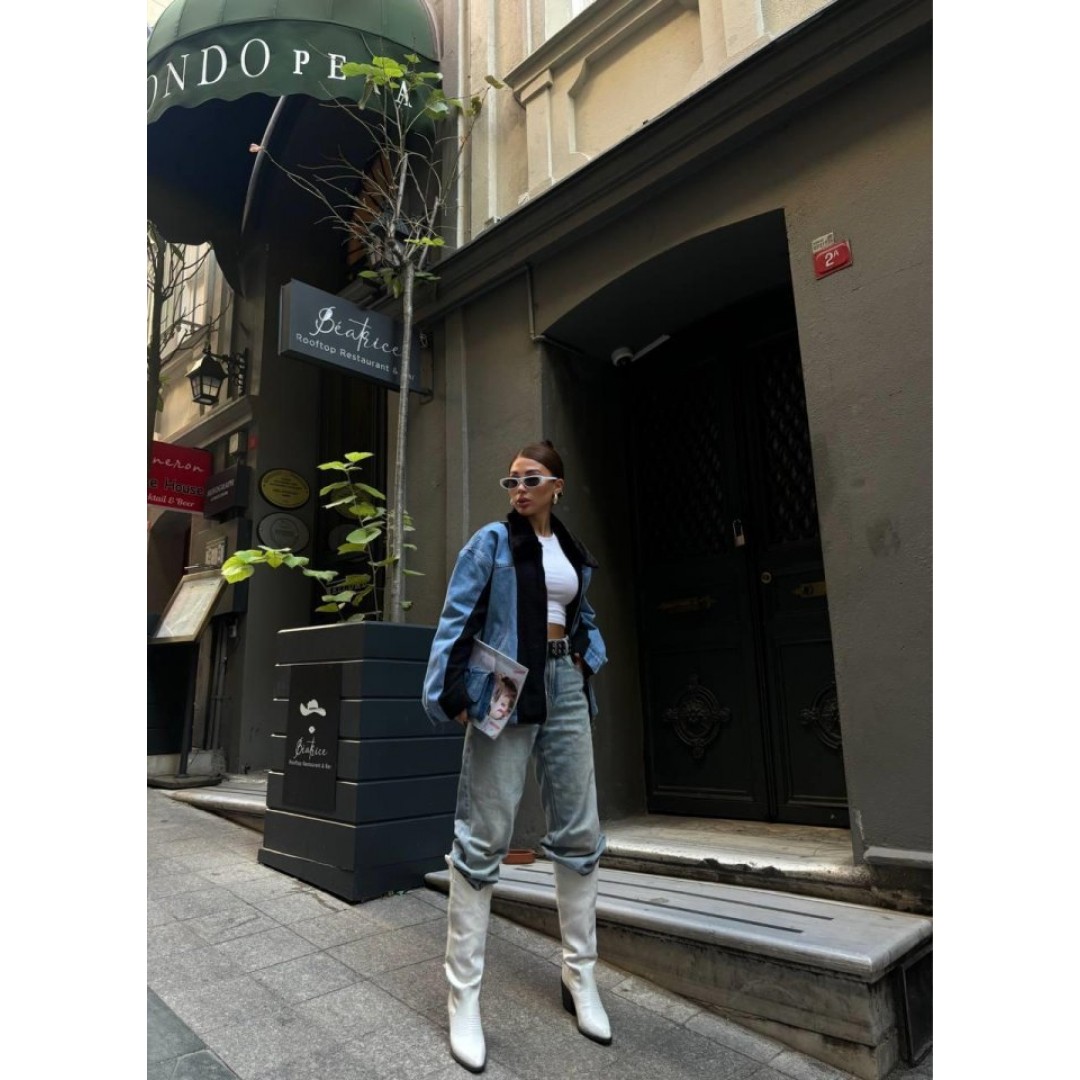 CHANEL GARNİLİ KOT MONT - Siyah
