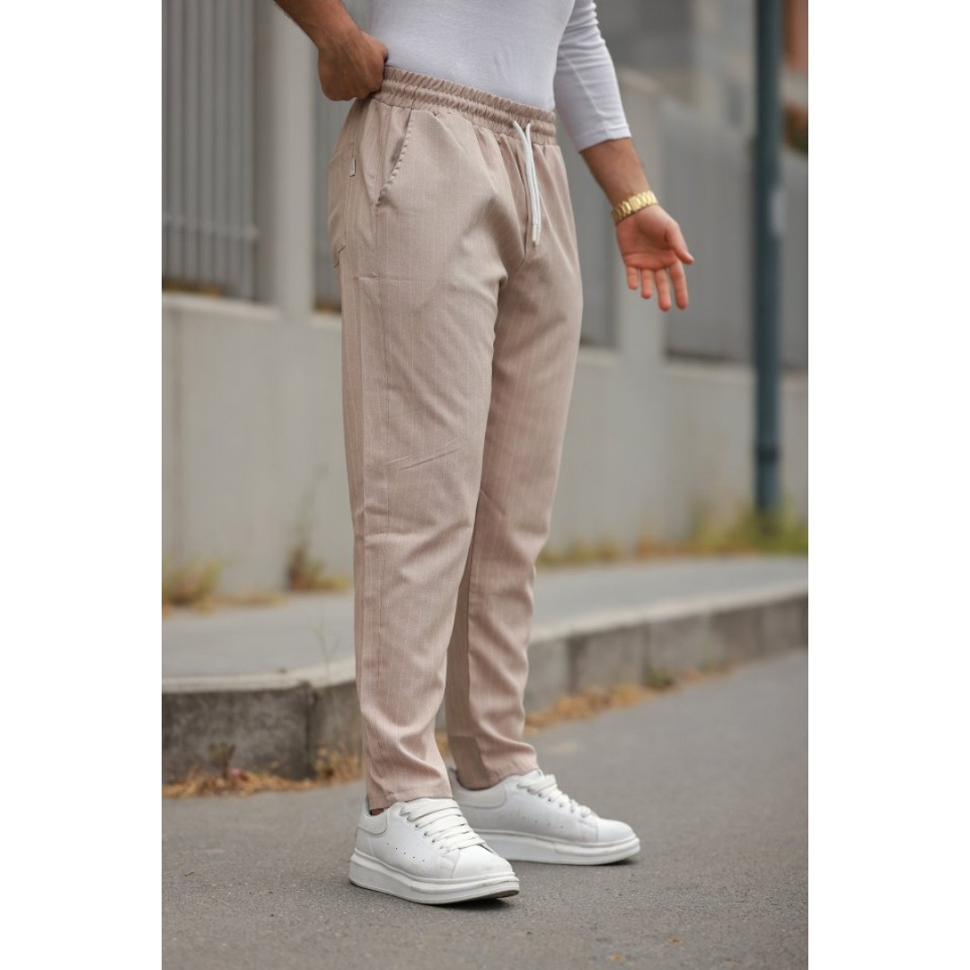 Erkek Beli Bağcıklı çizgili Pantolon - 160689 Erkek Beli Bağcıklı çizgili Pantolon - 160689