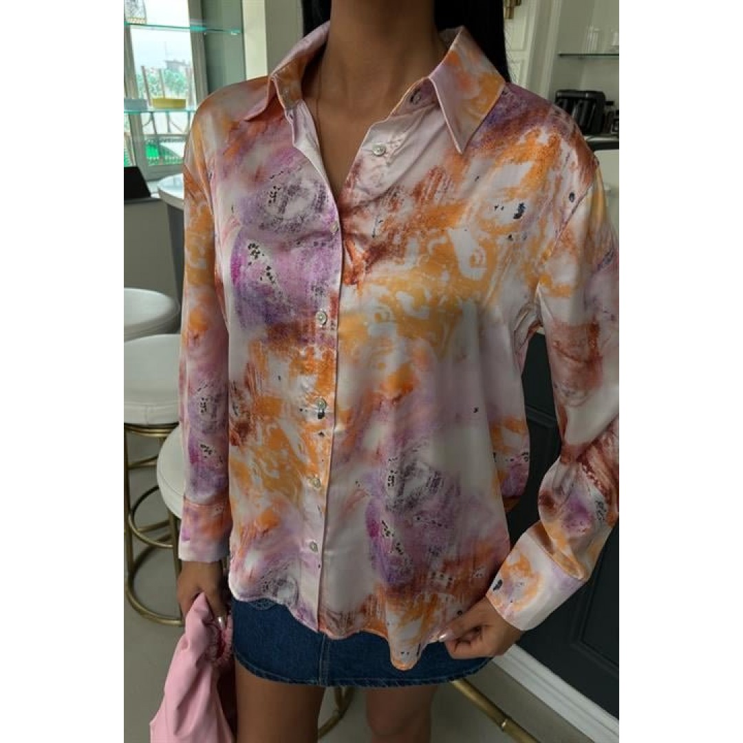 Batik Desenli Saten Gömlek 3409 - 158431 Batik Desenli Saten Gömlek 3409 - 158431
