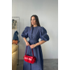 TENCEL KARPUZ KOL ELBİSE - İndigo 160280 TENCEL KARPUZ KOL ELBİSE - İndigo 160280