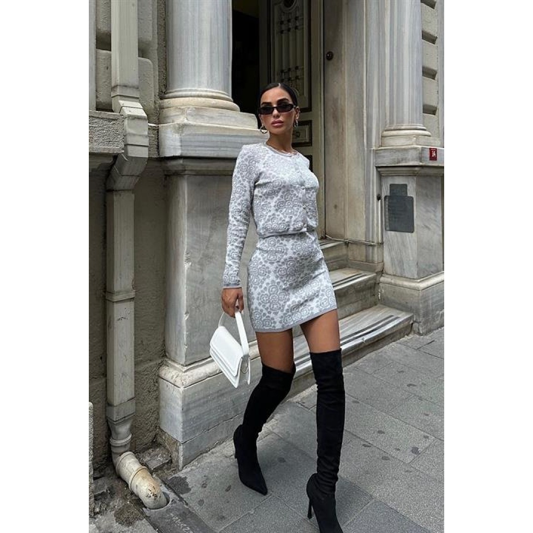 Scarllath Desenli Crop Etek Takım 9944 154999 Scarllath Desenli Crop Etek Takım 9944 154999