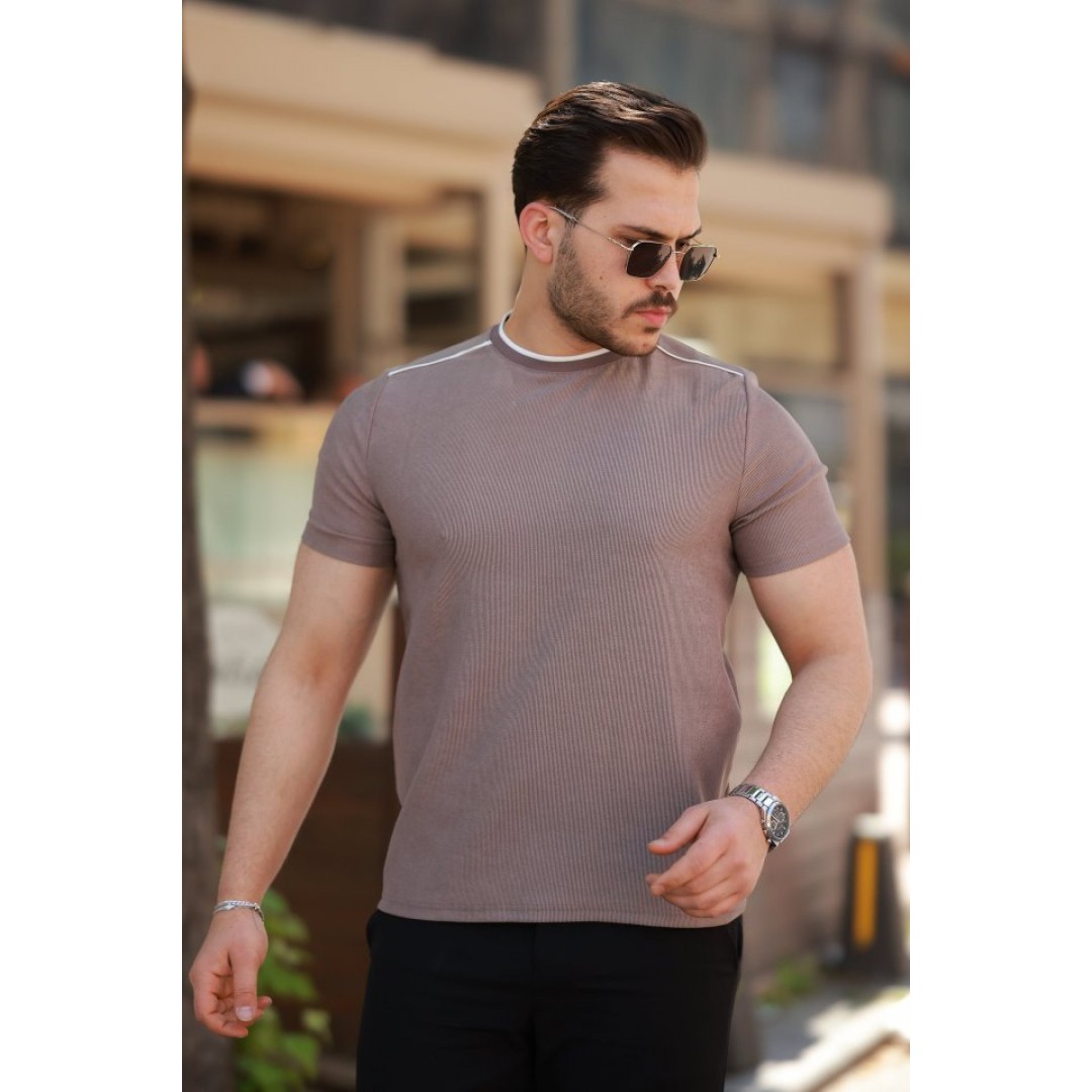 Erkek Omuzlar çizgi Detaylı Kısa Kollu T-shirt - 160098 Erkek Omuzlar çizgi Detaylı Kısa Kollu T-shirt - 160098