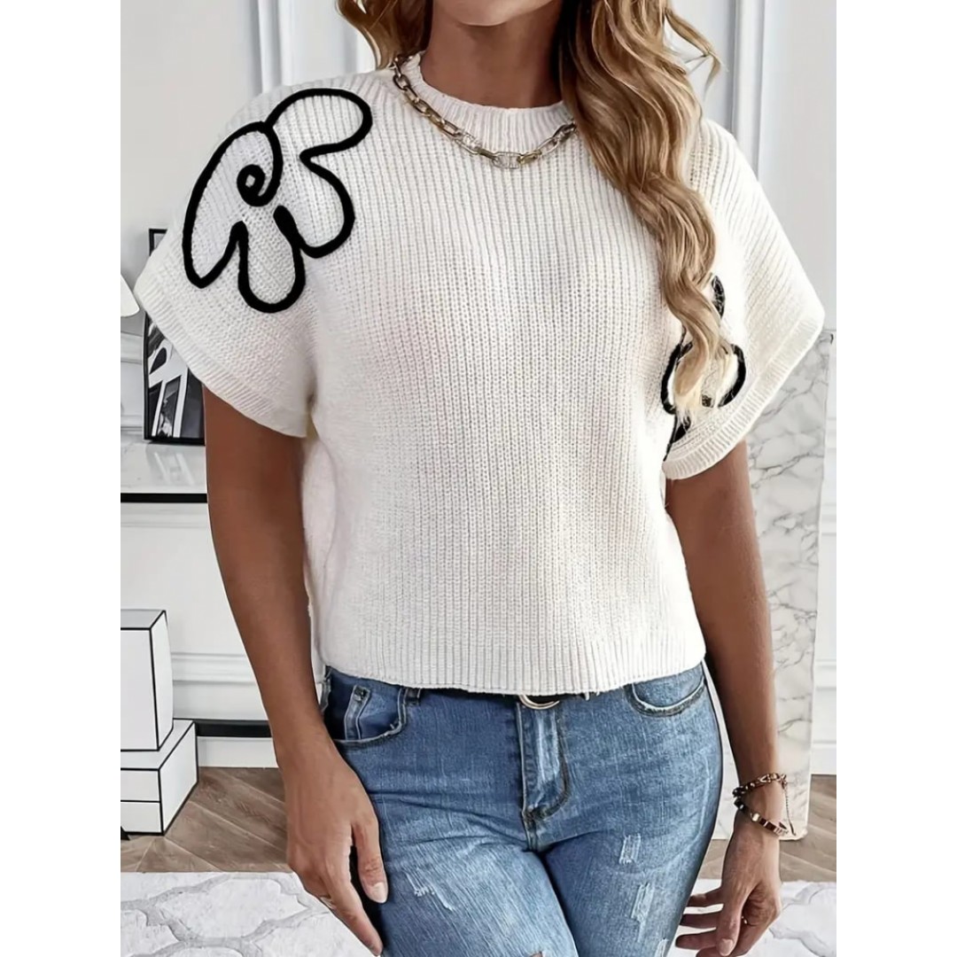 Kadın çiçek Detaylı Triko Bluz 157491 Kadın çiçek Detaylı Triko Bluz 157491