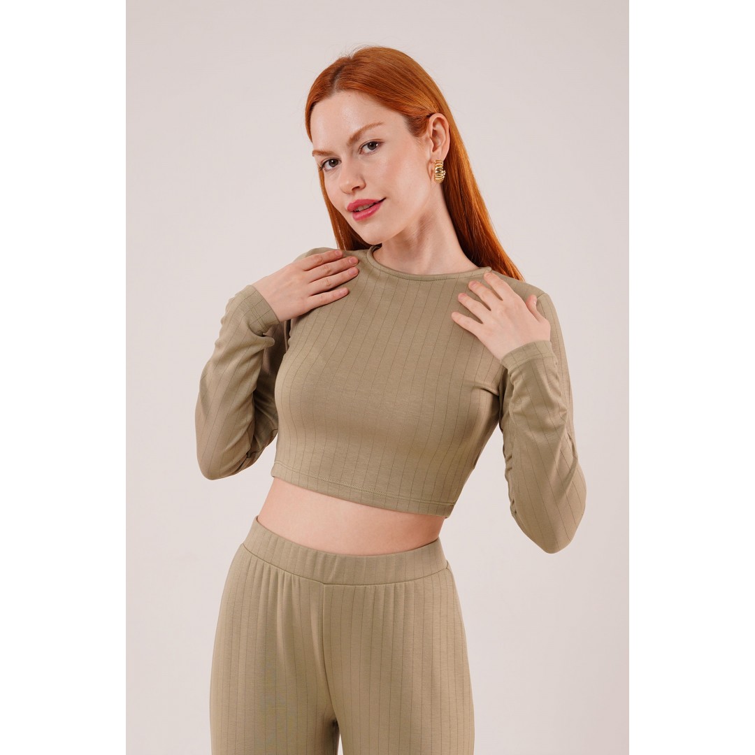 Fitilli Bluz Ve Pantolon Yeşil İkili Takım 147559 Fitilli Bluz Ve Pantolon Yeşil İkili Takım 147559