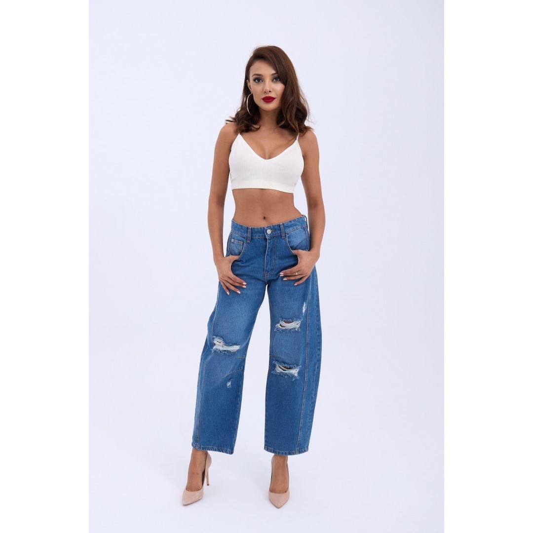 7086 KOT PANTOLON-MAVİ