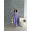 KETEN CROP KARPUZ KOL BLUZ-PANTOLON HASIR KEMERLİ - Mor - 150151 KETEN CROP KARPUZ KOL BLUZ-PANTOLON HASIR KEMERLİ - Mor - 150151