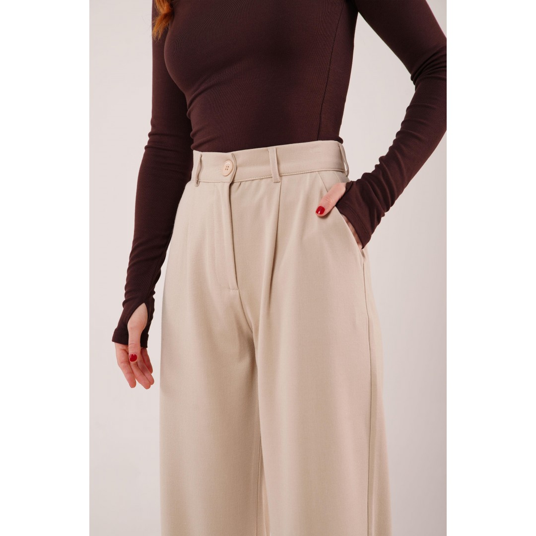 Premium Model Oturtmalı Krem Pantolon 147525 Premium Model Oturtmalı Krem Pantolon 147525