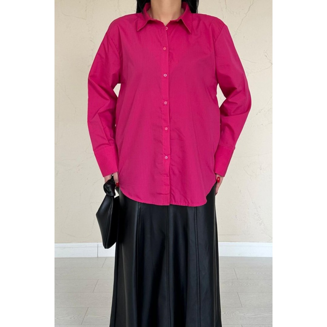 Fuşya Poplin Gömlek - 149688