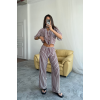 ÇİZGİLİ CROP GÖMLEK - SALAŞ PANTOLON TAKIM MODAL - Bordo 159502