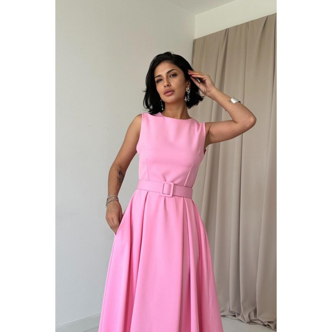 Pembe Halter Yaka Kloş Elbise 153492