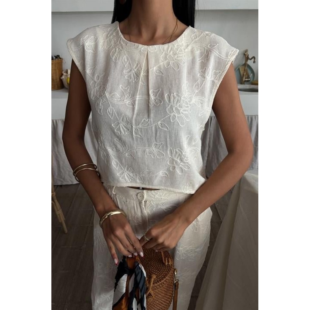 Shalina Süzüne Nakışlı Crop Takım 9796-08 159439