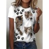 Kadın Kısa Kollu Kedi Ve Pati Baskılı Süprem T-shirt 118090 Kadın Kısa Kollu Kedi Ve Pati Baskılı Süprem T-shirt 118090
