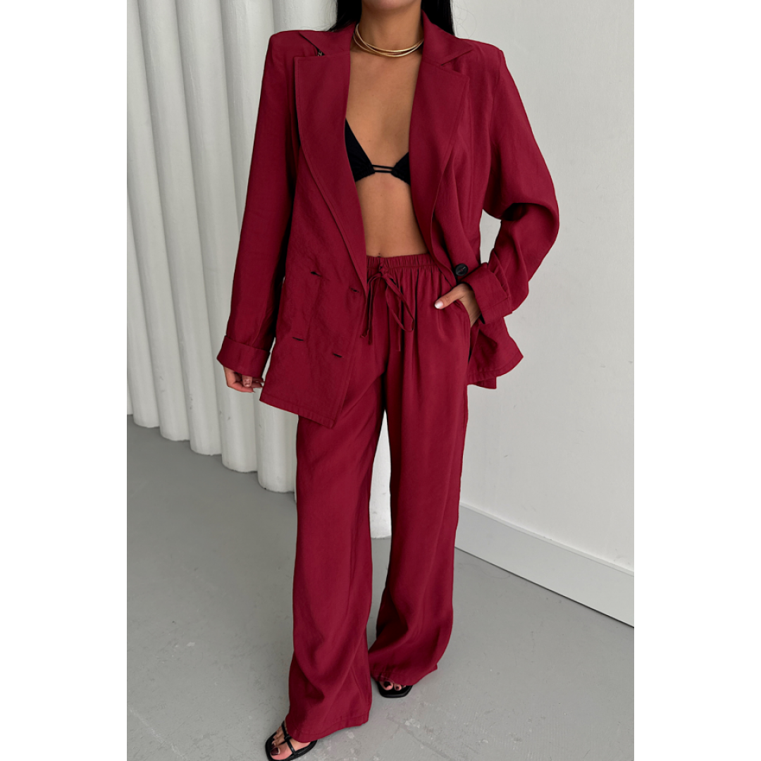 MODAL 4 DÜĞME ASTARSIZ CEKET - PANTOLON TAKIM - Bordo 156647 MODAL 4 DÜĞME ASTARSIZ CEKET - PANTOLON TAKIM - Bordo 156647