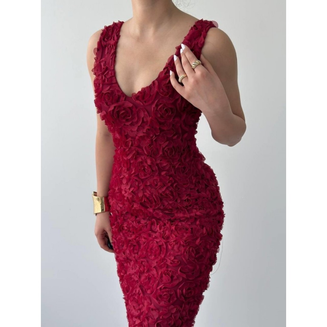 Kren Gül Detaylı Elbise - 162374 Kren Gül Detaylı Elbise - 162374