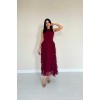 Bordo Önü Büzgülü Fırfırlı Elbise - 157461 Bordo Önü Büzgülü Fırfırlı Elbise - 157461