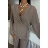 Kruvaze Model Klasik Pantolonlu Çupra Keten Takım 10191 159444 Kruvaze Model Klasik Pantolonlu Çupra Keten Takım 10191 159444