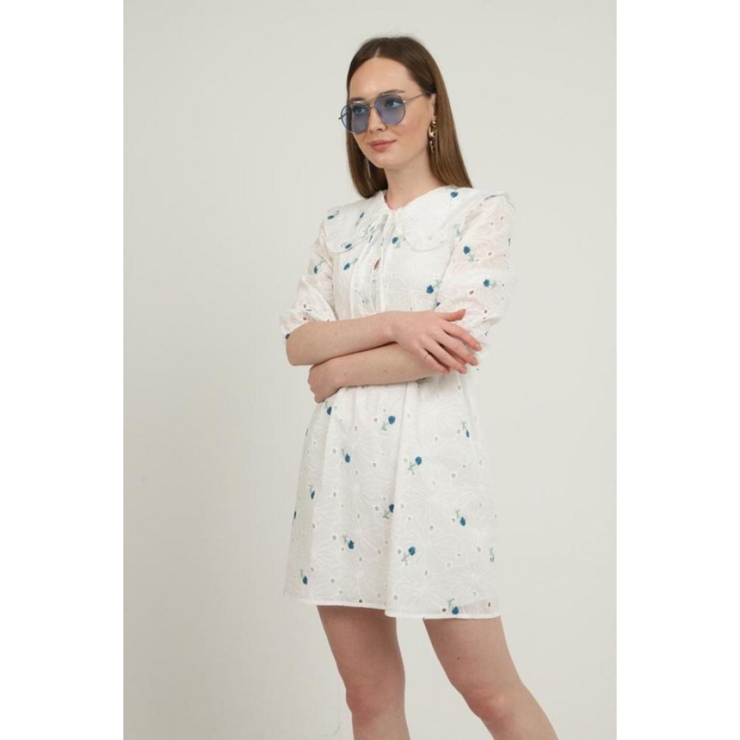 İndigo Bebe Yakalı Brode Elbise - 149401 İndigo Bebe Yakalı Brode Elbise - 149401