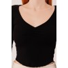 Geniş Yaka Siyah Basic Body Bluz 148079