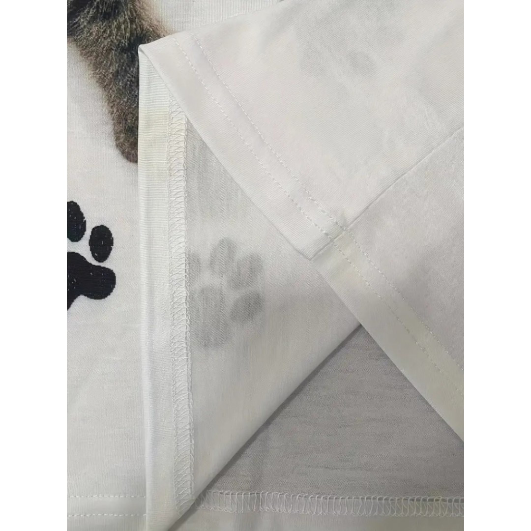 Kadın Kısa Kollu Kedi Ve Pati Baskılı Süprem T-shirt 157607 Kadın Kısa Kollu Kedi Ve Pati Baskılı Süprem T-shirt 157607