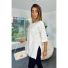 4123 Yırtmaçlı Oversize Tişört - Beyaz 144758 4123 Yırtmaçlı Oversize Tişört - Beyaz 144758