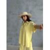 OMUZ MİDYE SIRALI BLUZ - PAÇA PENSLİ PANTOLON TAKIM - Sarı - 152488 OMUZ MİDYE SIRALI BLUZ - PAÇA PENSLİ PANTOLON TAKIM - Sarı - 152488