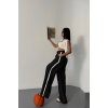 ÇİZGİLİ YANLAR ŞERİT DETAYLI PANTOLON - Siyah 153758 ÇİZGİLİ YANLAR ŞERİT DETAYLI PANTOLON - Siyah 153758