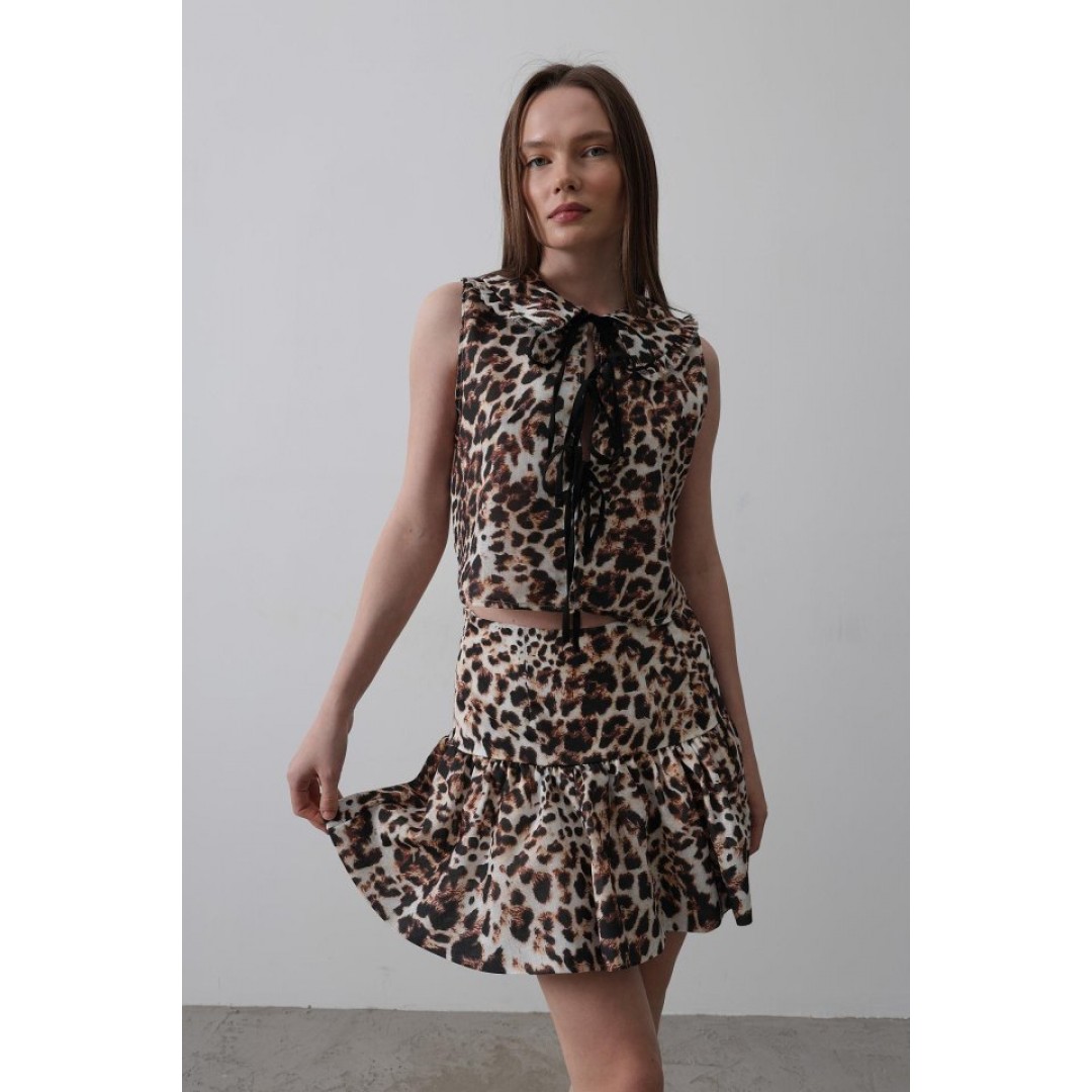 Leopar Desen Mini Etek - Leopar 154651