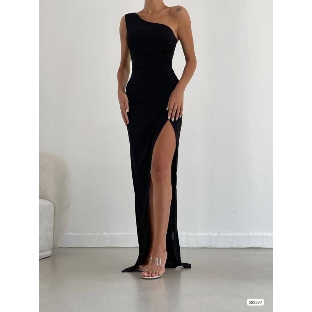 Kadın Dalgıç Krep Kumaş Tek Omuz Yırtmaç Detaylı Maxi Boy Elbise 162281 Kadın Dalgıç Krep Kumaş Tek Omuz Yırtmaç Detaylı Maxi Boy Elbise 162281
