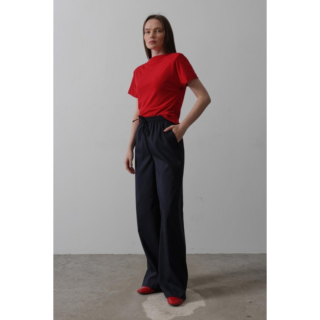 Beli Lastikli Bol Paça Pantolon - Lacivert 156825 Beli Lastikli Bol Paça Pantolon - Lacivert 156825
