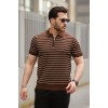 Erkek Fermuar Yakalı çizgili Kısa Kollu T-shirt 160698 Erkek Fermuar Yakalı çizgili Kısa Kollu T-shirt 160698