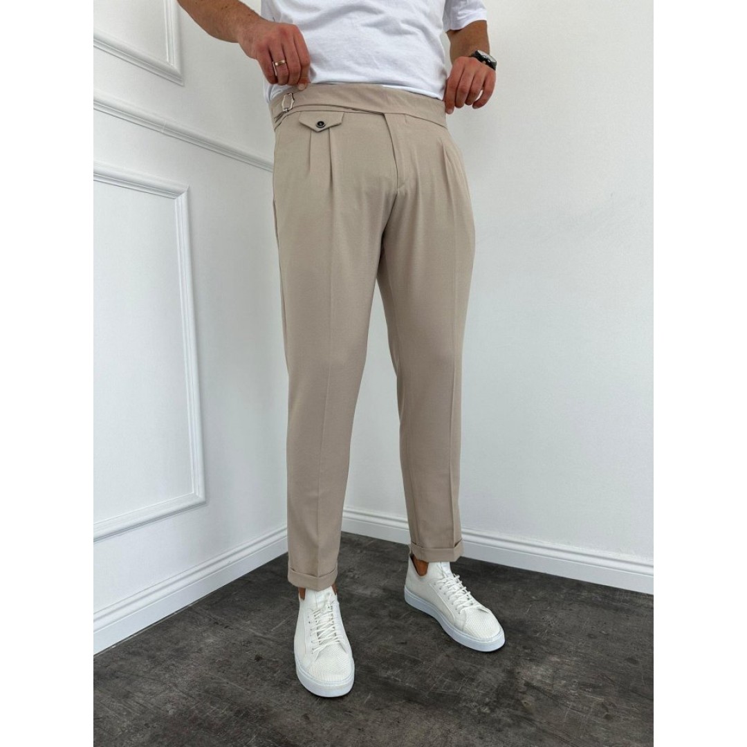Erkek Bel Toka Detaylı Pileli Old Money Pantolon - 156752 Erkek Bel Toka Detaylı Pileli Old Money Pantolon - 156752