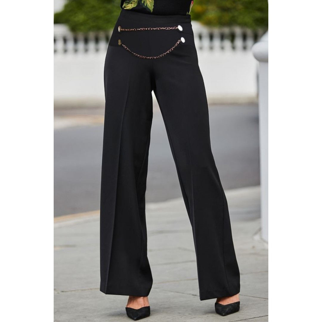 Kadın Beli Zincir Detay Ithal Krep Pantolon - 135071