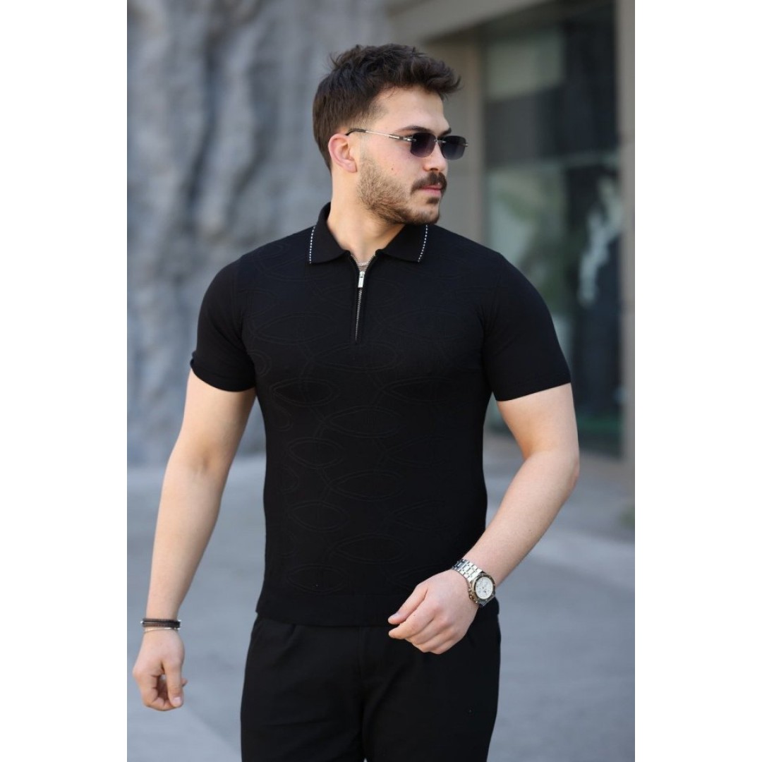 Erkek Viskon Kumaş Polo Yaka Desenli Tişört 154506 Erkek Viskon Kumaş Polo Yaka Desenli Tişört 154506