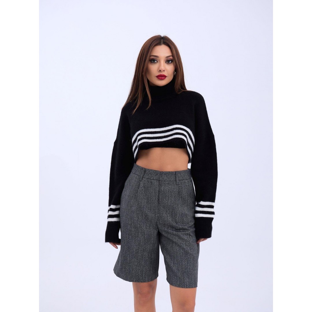 43241 TRİKO ÇİZGİLİ BALIKÇI CROP-SİYAH-EKRU 143976 43241 TRİKO ÇİZGİLİ BALIKÇI CROP-SİYAH-EKRU 143976